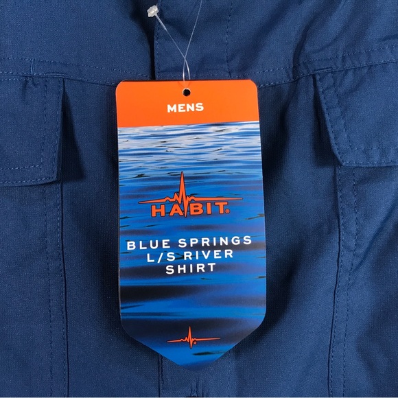 Habit Crayfish Long Sleeve River Shirt, Men's Size 3XL - Navy Peony - Picture 3 of 9